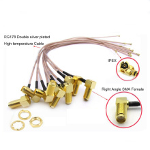 Right Angle RP-SMA Female Jack to IPX U.fl IPEX Connector RG178 Extension Cable